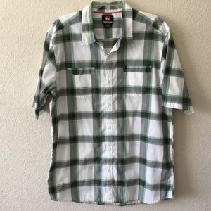 Quicksilver Plaid Green / White Button Up Shirt